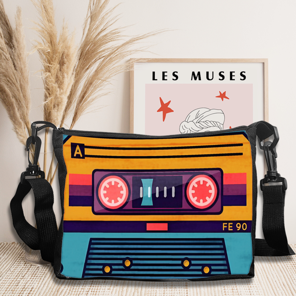 Travel Accessories Pouch - Crossbody Bag Polyester Retro Cassette Tape