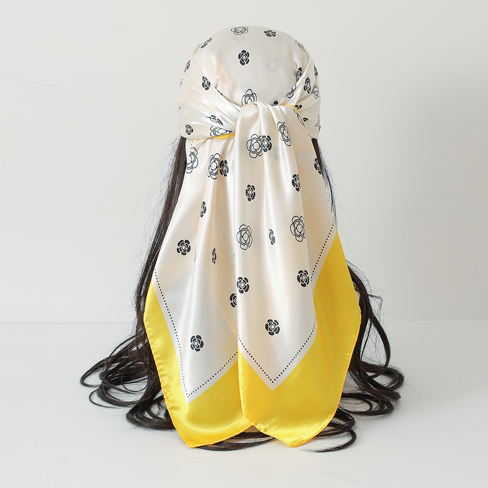Travel Accessories Neck - Luxury Print Square Scarf Simulated Silk