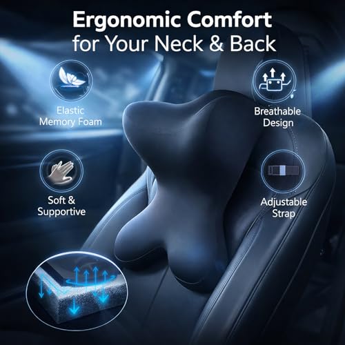 Neck Pillow Memory Foam - Premium Breathable Memory Foam Neck Support