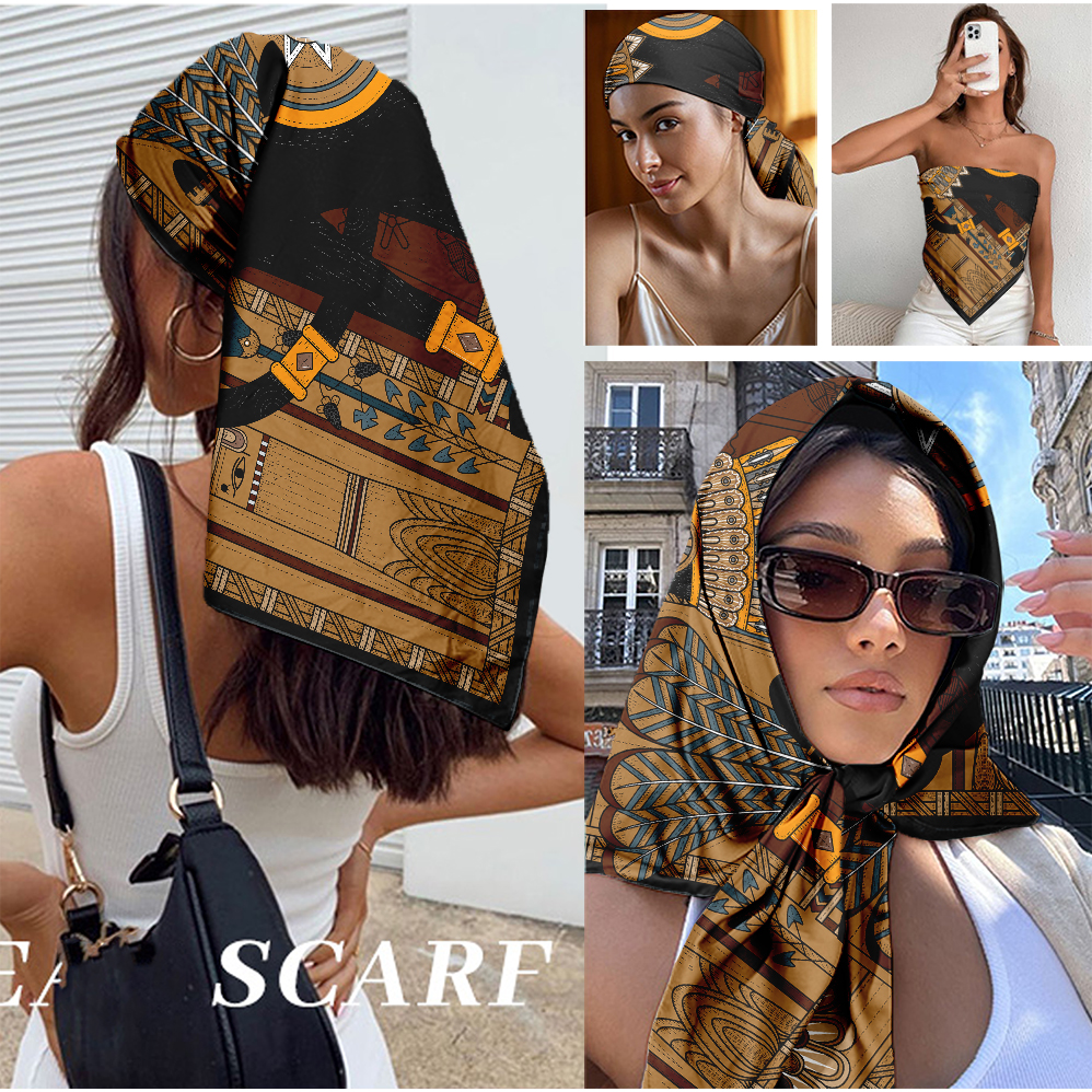 Travel Accessories Neck - Vintage Print Satin Scarf 90cm Women's