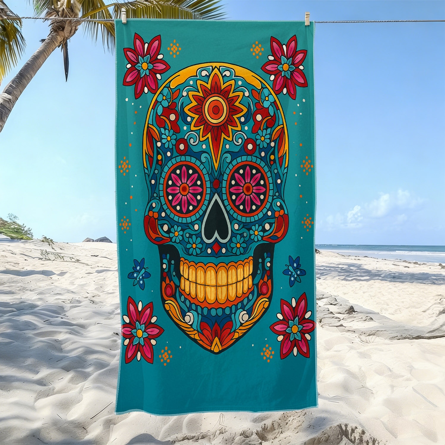 Travel Yoga Accessories - 1PC Sugar Skull Beach Towel Suitable