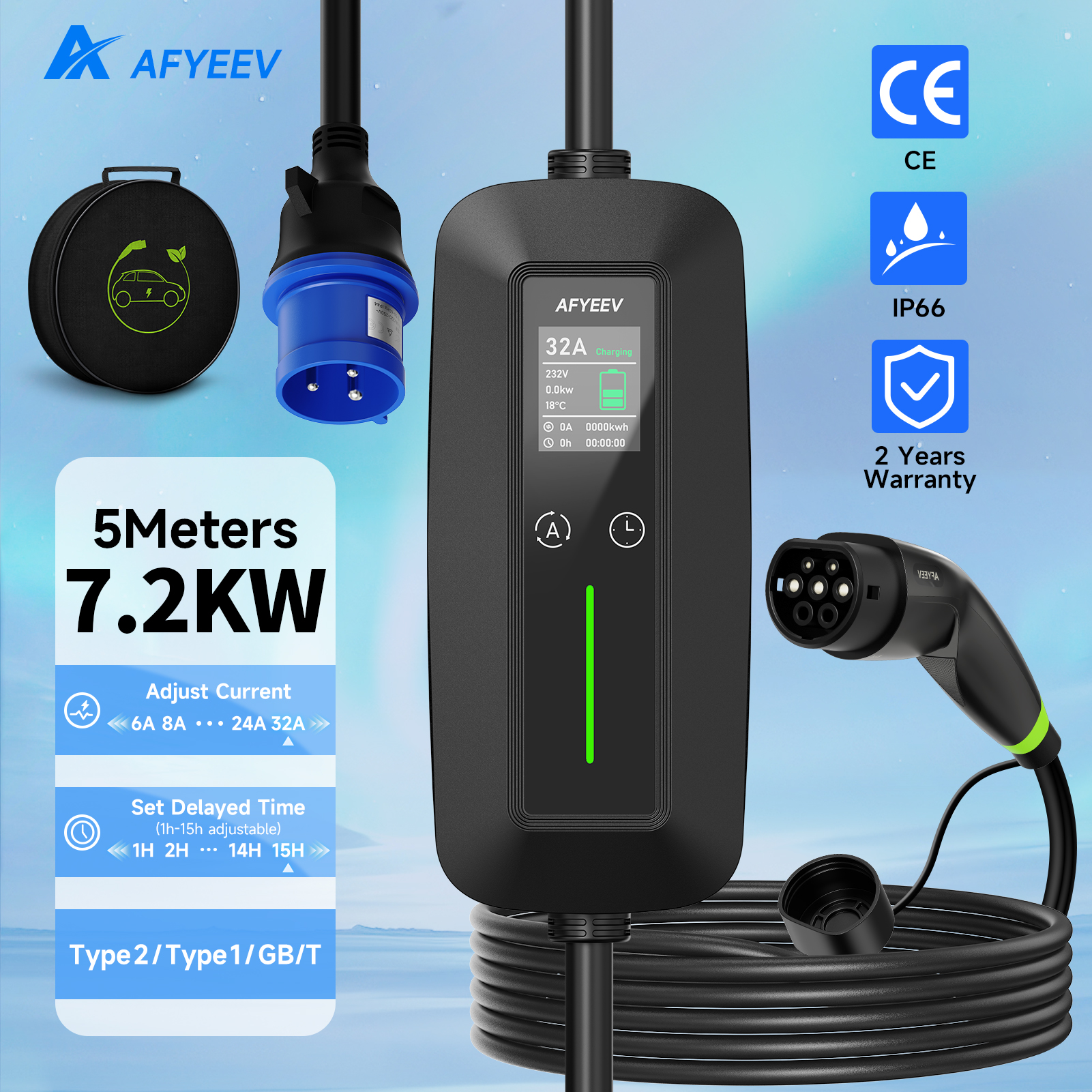 Travel Plug Type C - AFYEEV Type 2 Portable EV Charger