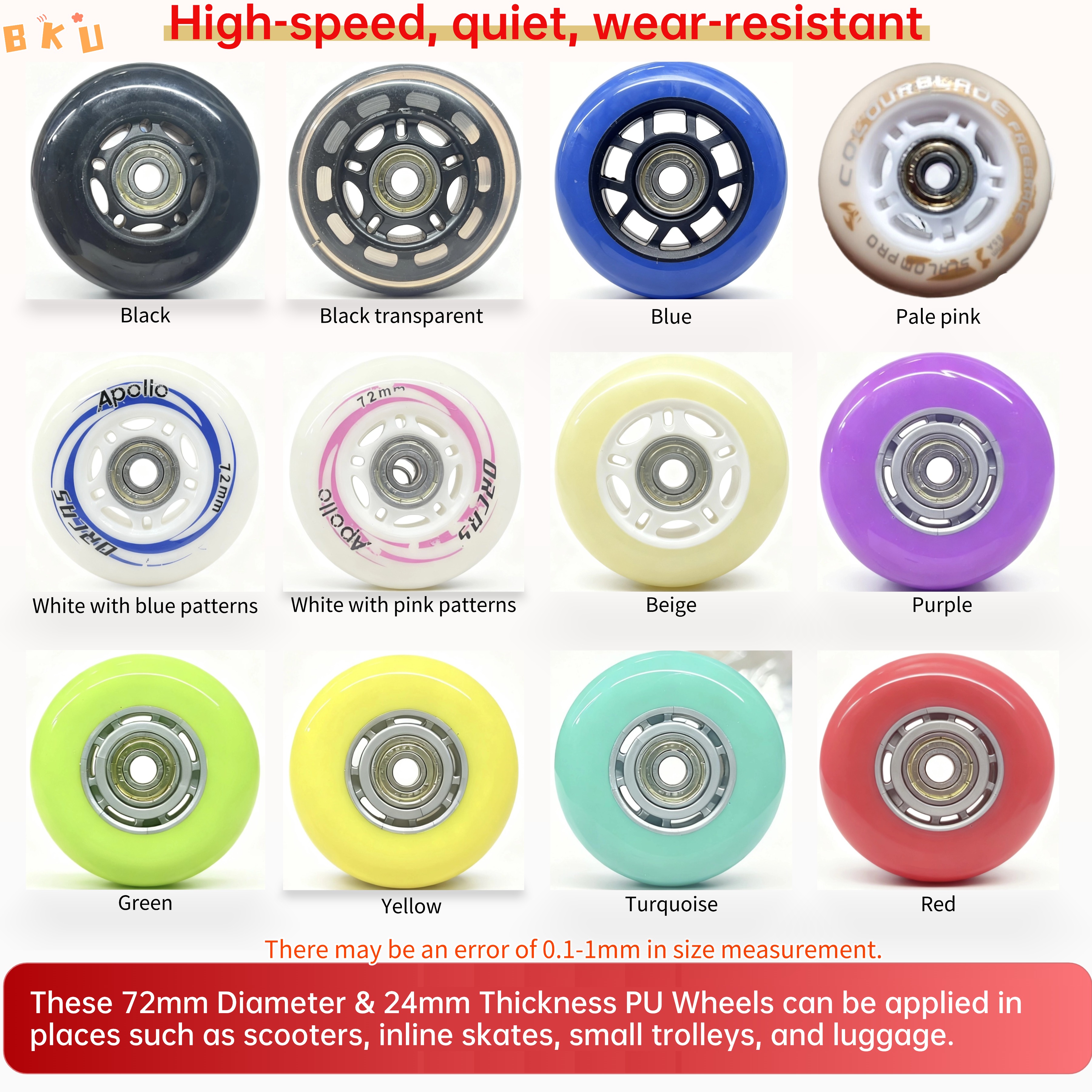 2 Pcs 72mm PU Wheels, High-Spe - Luggage Wheel Replacement のレビューと価格