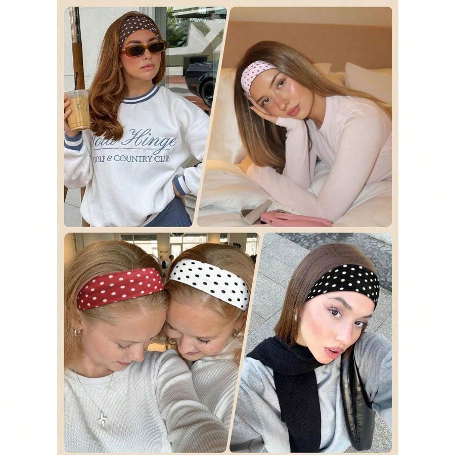 6pcs Women Polka Dot Headbands - Travel Yoga Accessories のレビューと価格