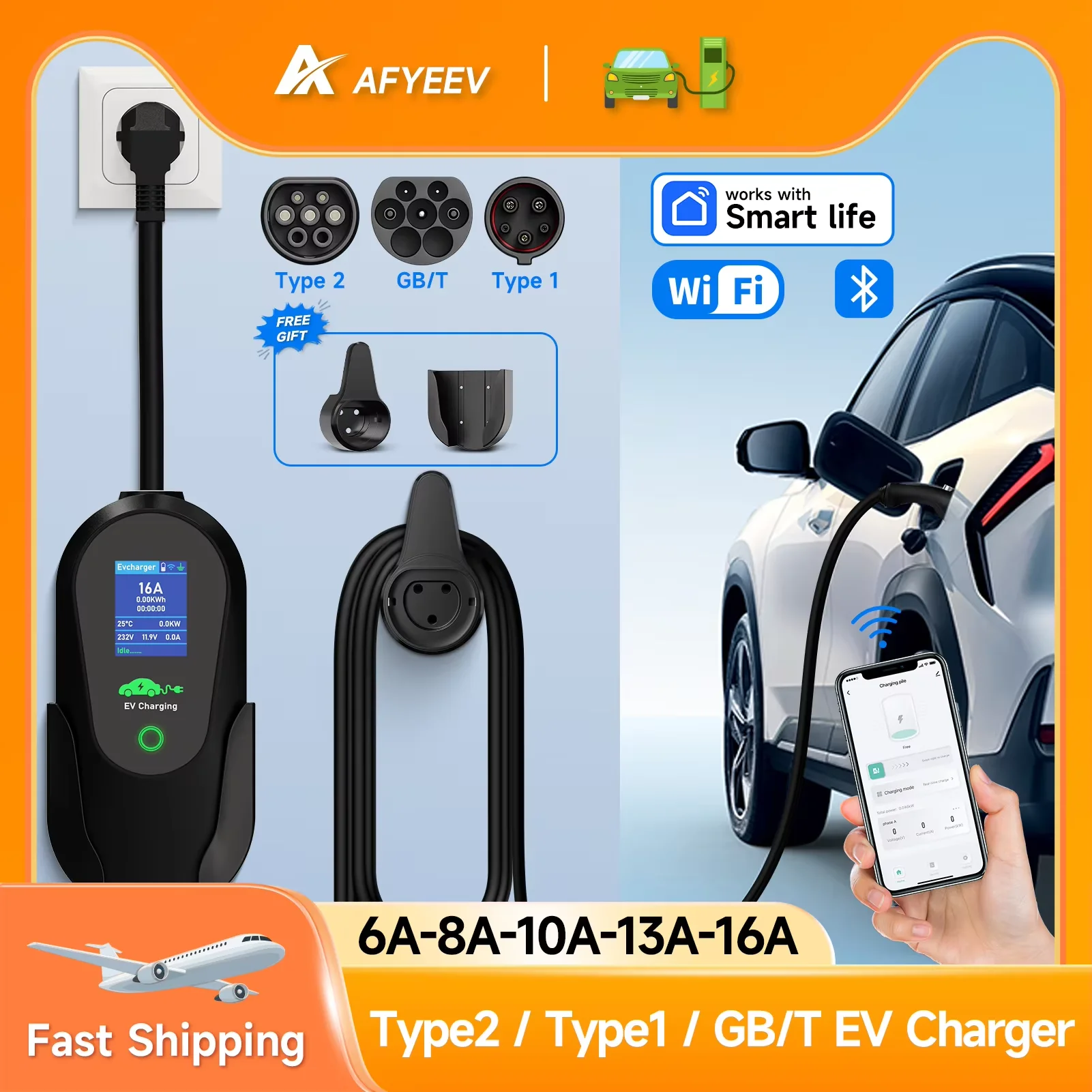 AFYEEV 3600W Portable Type 2 I - Travel Plug Type C のレビューと価格