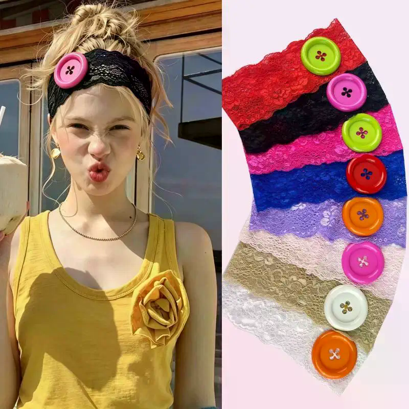 Vintage Lace Big Button Headba - Travel Yoga Accessories のレビューと価格