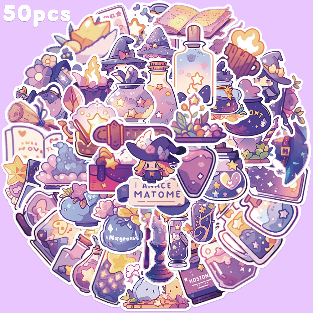 50pcs Purple Magic Witch Potio - Sticker Luggage Decorative のレビューと価格