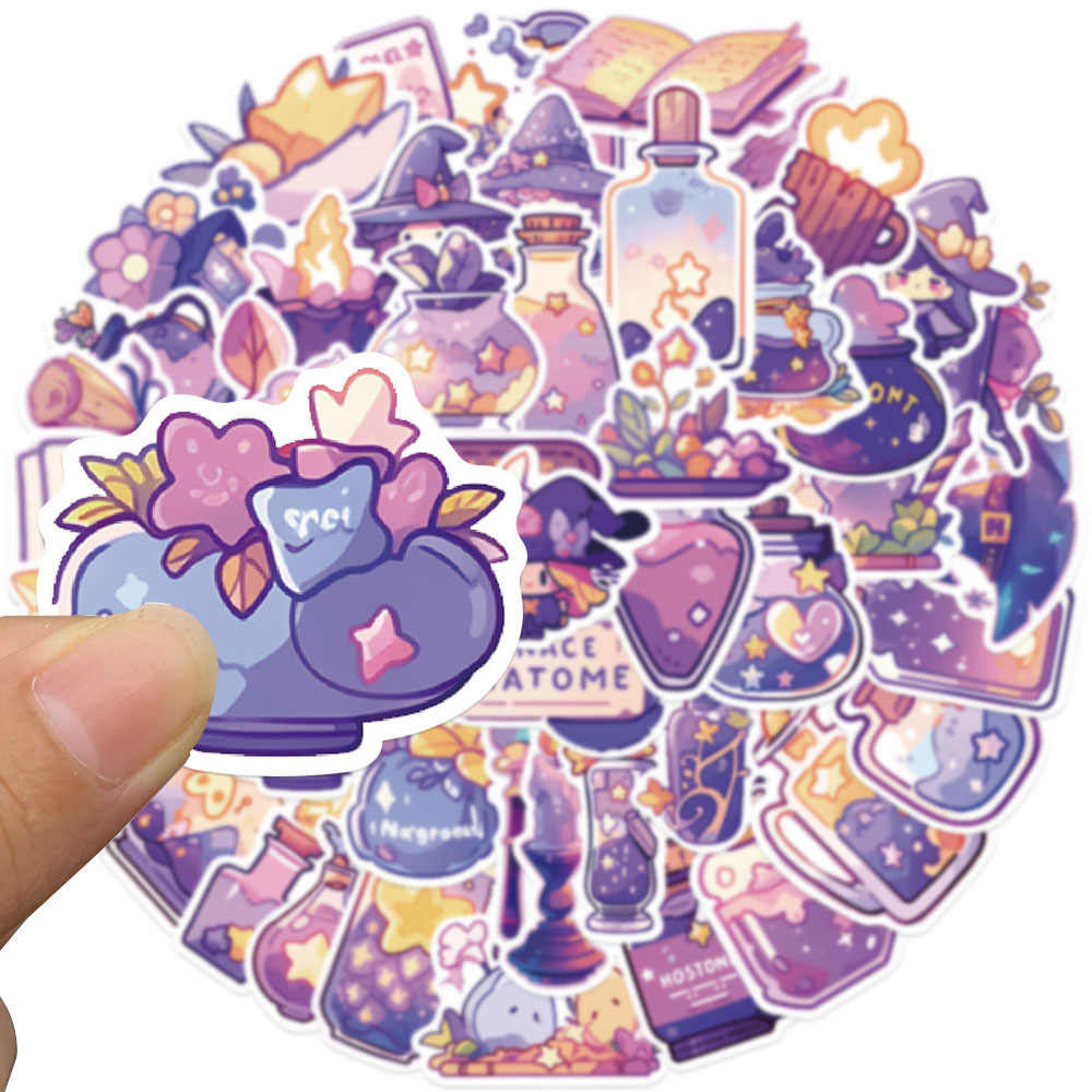 50pcs Purple Magic Witch Potio - Sticker Luggage Decorative のレビューと価格