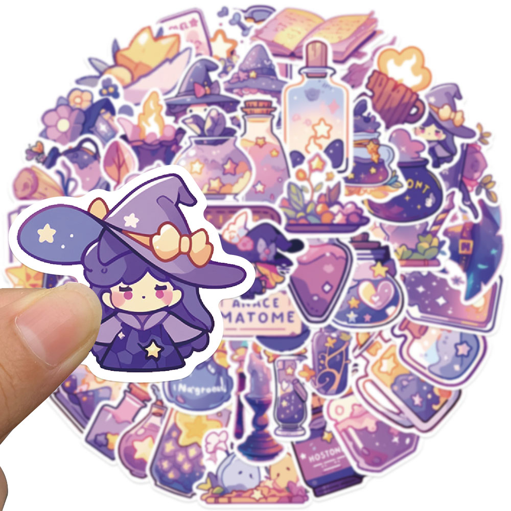 50pcs Purple Magic Witch Potio - Sticker Luggage Decorative のレビューと価格
