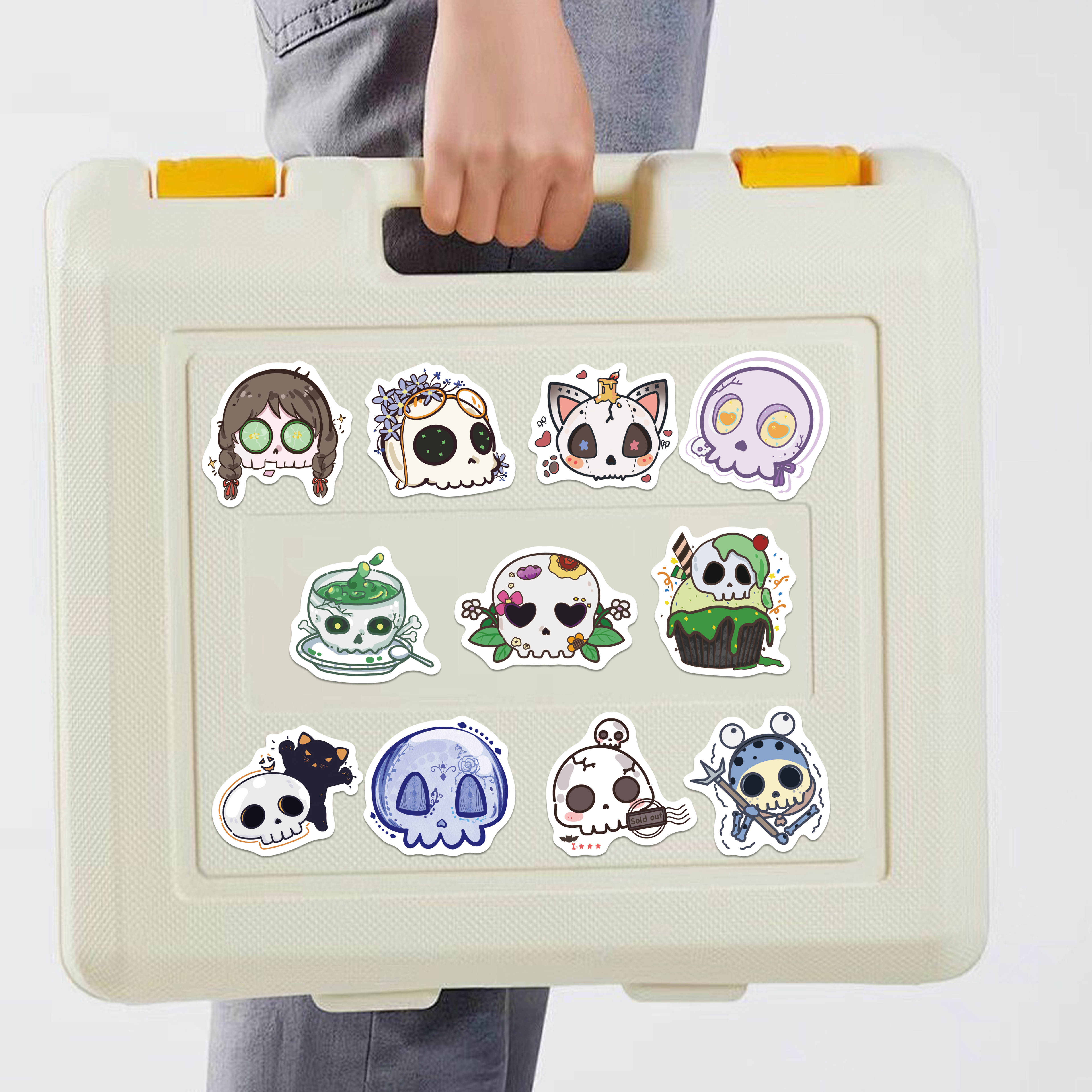 60pcs Halloween Skull Sticker  - Sticker Luggage Decorative のレビューと価格