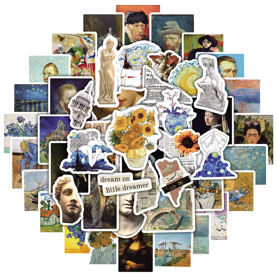 10/30/50pcs Vintage Oil Painti - Sticker Luggage Decorative のレビューと価格