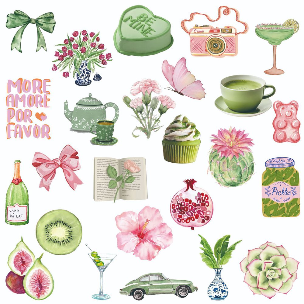 50pcs Ins Wind Pink Green Summ - Sticker Luggage Decorative のレビューと価格