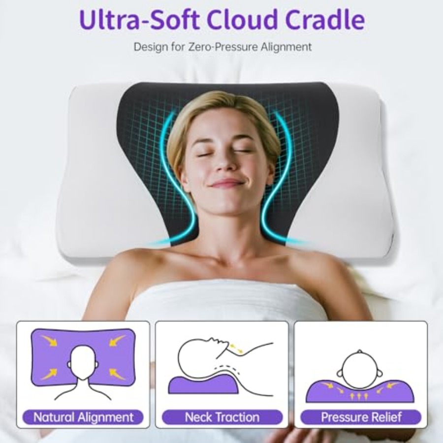 Cloud Align Pillow, Ergonomic  - Neck Pillow Memory Foam のレビューと価格