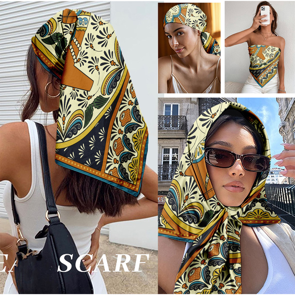 Vintage Print Satin Scarf 90cm - Travel Accessories Neck のレビューと価格