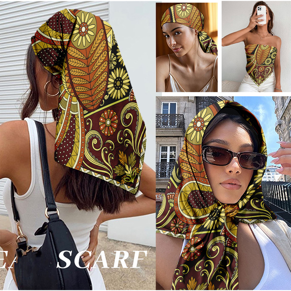 Vintage Print Satin Scarf 90cm - Travel Accessories Neck のレビューと価格