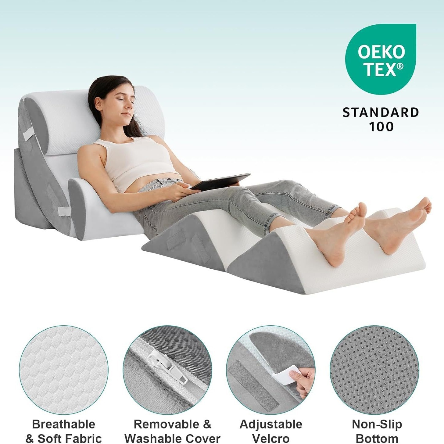Adjustable Bed Wedge, 6-Piece  - Neck Pillow Memory Foam のレビューと価格