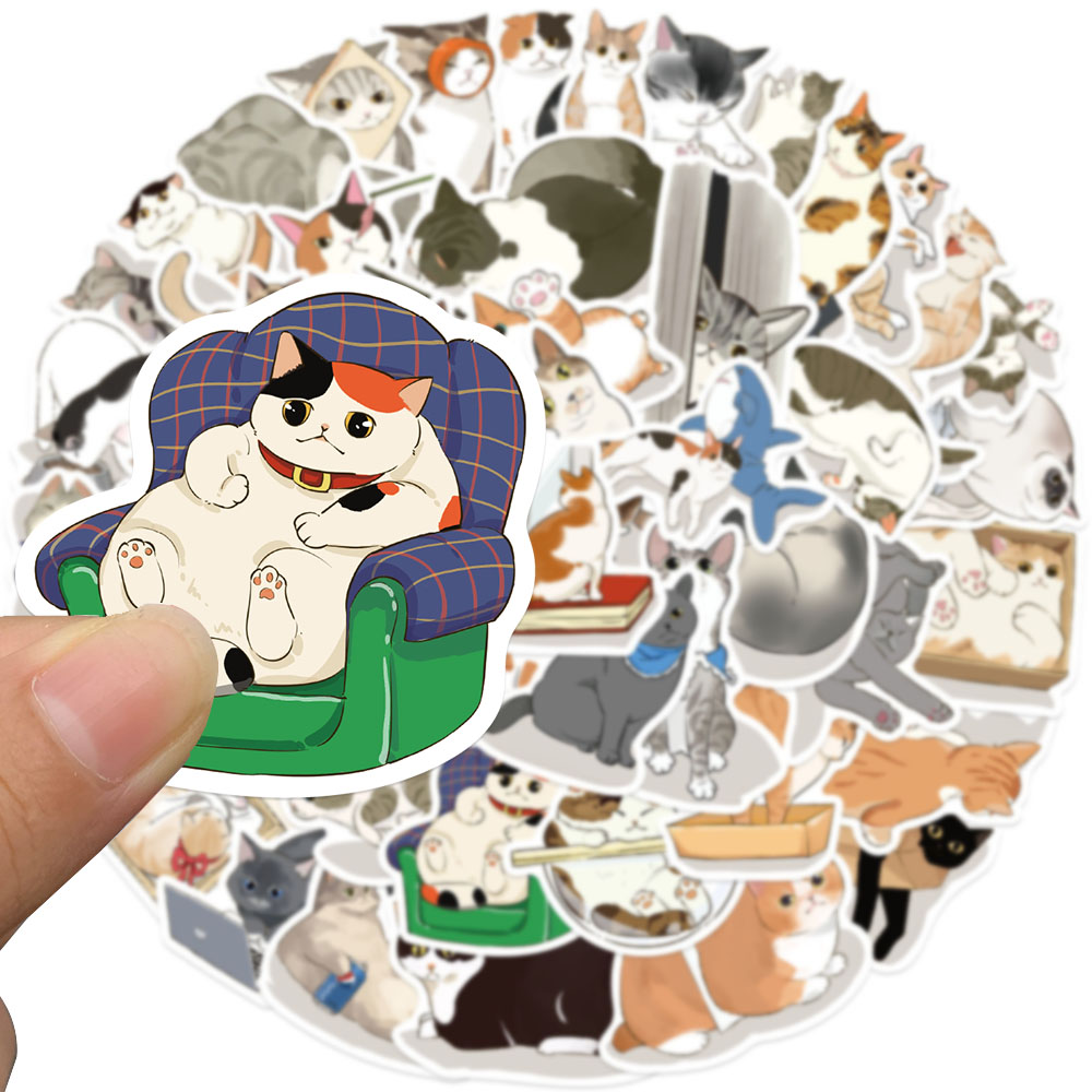 50pcs Cute Gaze Cat Sticker Ca - Sticker Luggage Decorative のレビューと価格