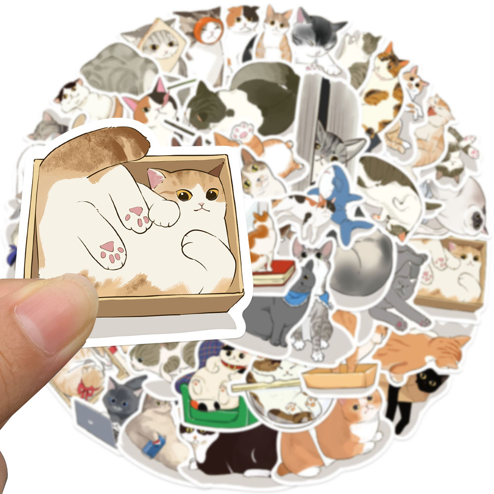 50pcs Cute Gaze Cat Sticker Ca - Sticker Luggage Decorative のレビューと価格