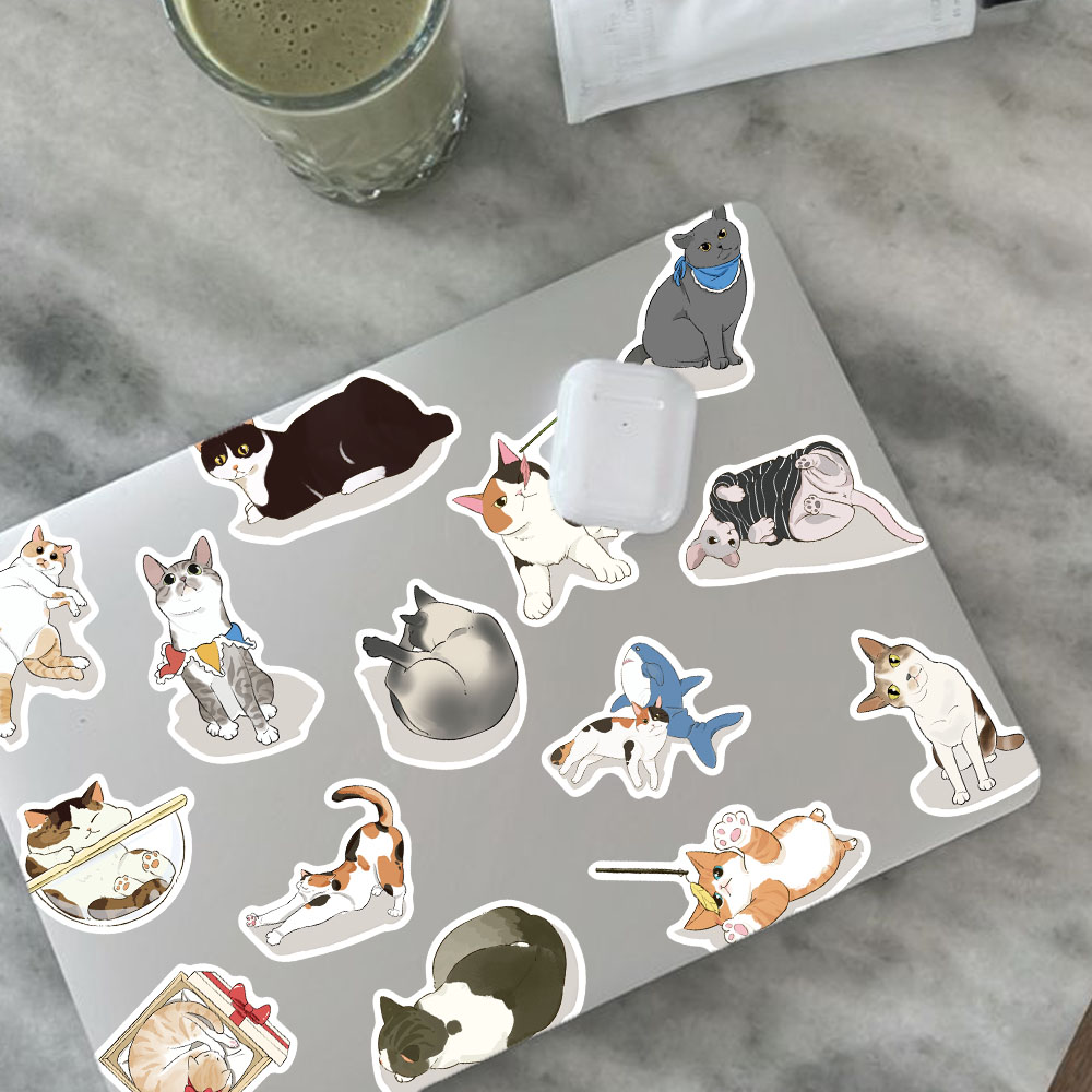 50pcs Cute Gaze Cat Sticker Ca - Sticker Luggage Decorative のレビューと価格