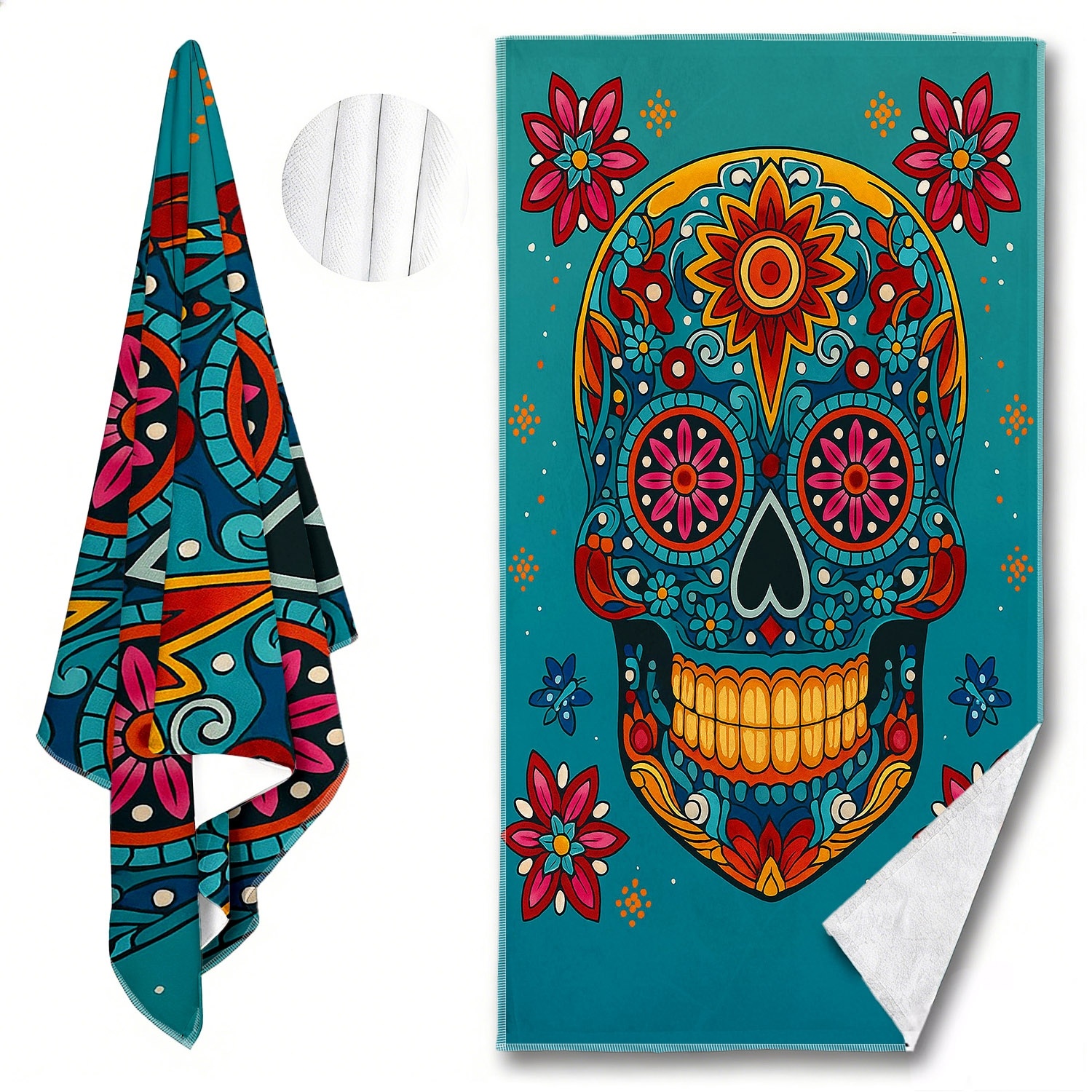 1PC Sugar Skull Beach Towel Su - Travel Yoga Accessories のレビューと価格