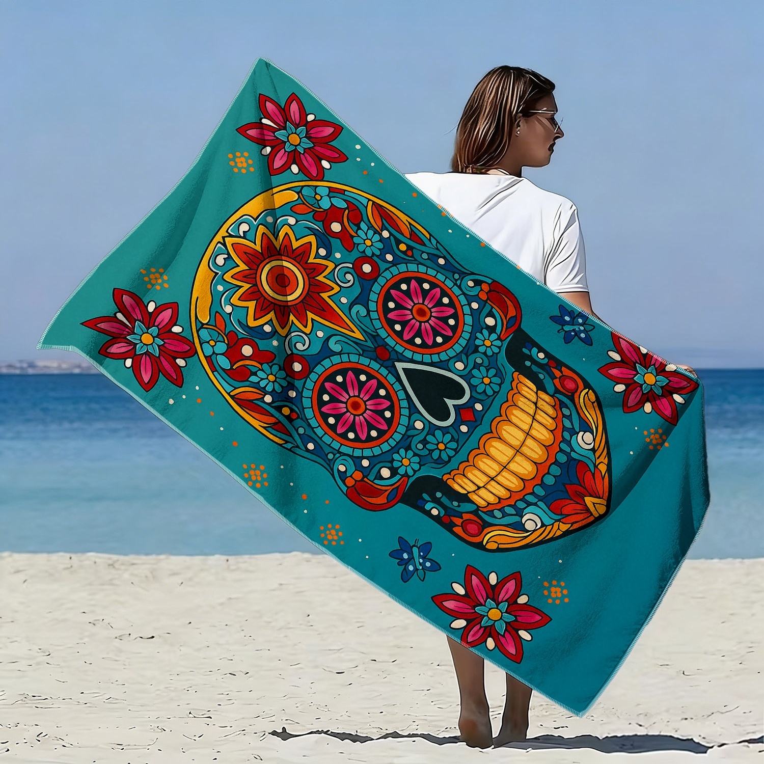 1PC Sugar Skull Beach Towel Su - Travel Yoga Accessories のレビューと価格