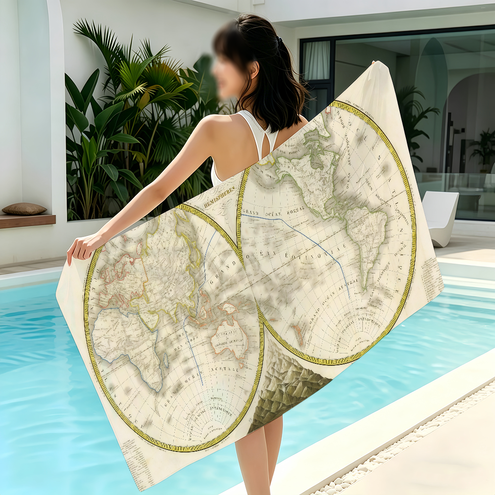 Antique World Map Towel Beach  - Travel Yoga Accessories のレビューと価格