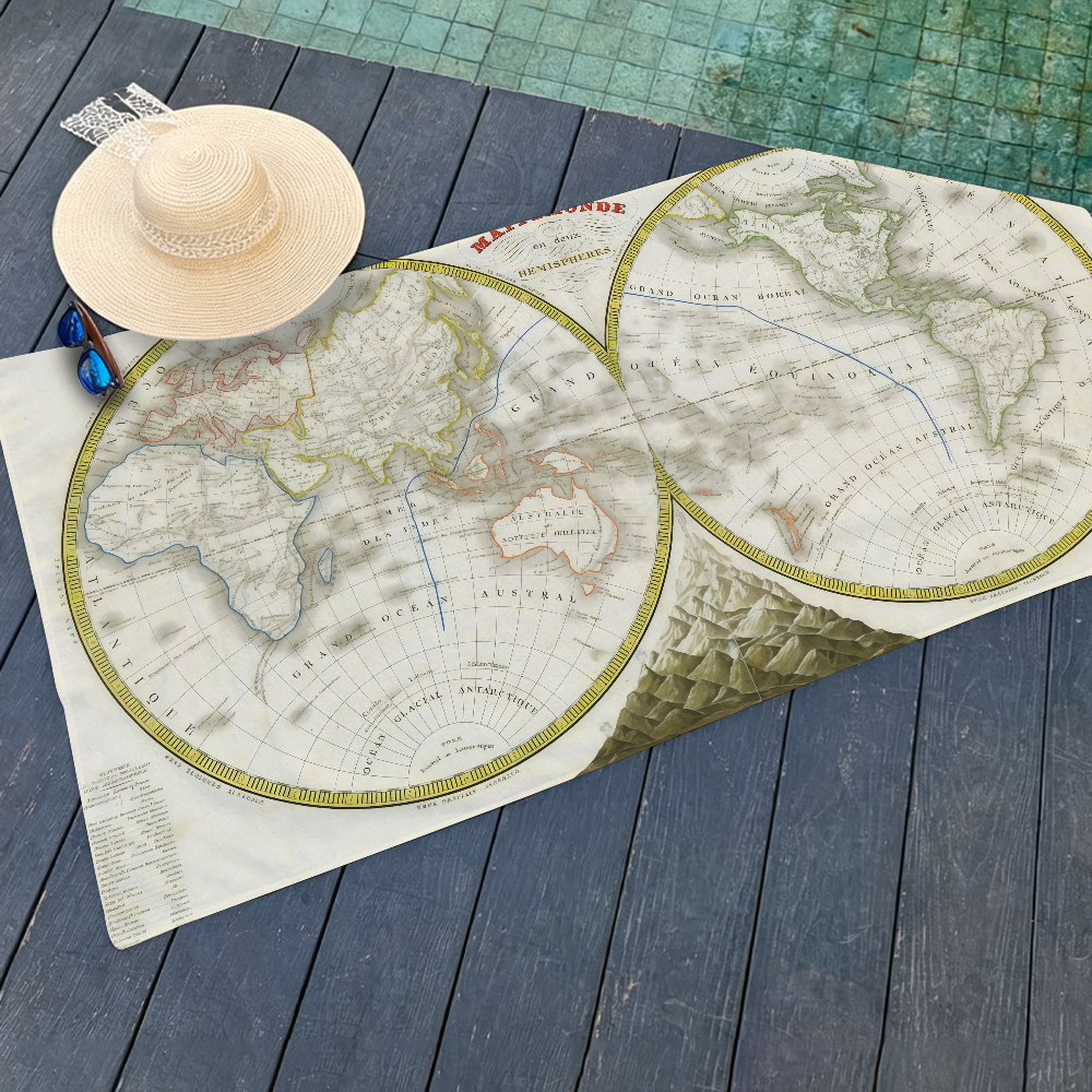 Antique World Map Towel Beach  - Travel Yoga Accessories のレビューと価格