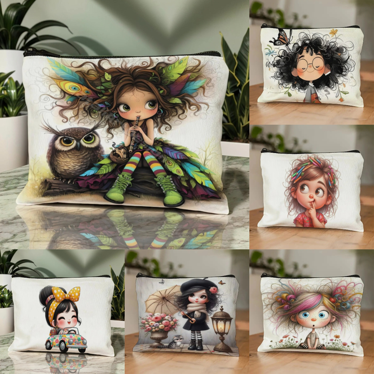 Cartoon Girl Makeup Bag Zipper - Travel Accessories Organizer Case のレビューと価格