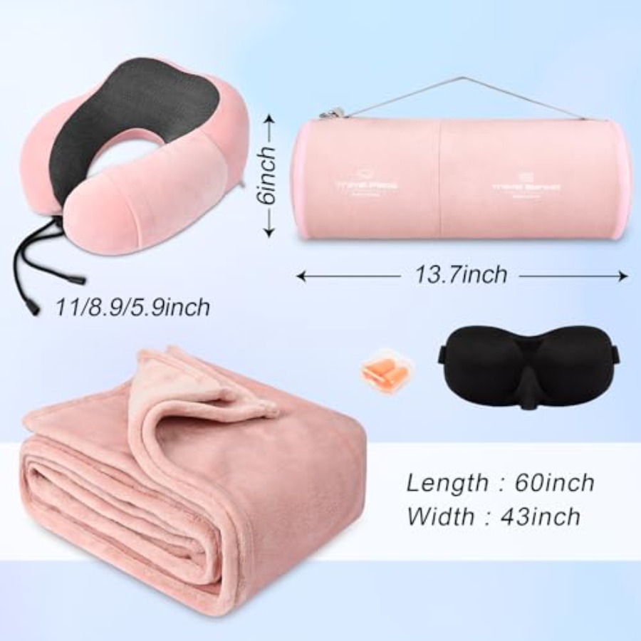 Travel Pillow and Blanket Set  - Neck Pillow Memory Foam のレビューと価格