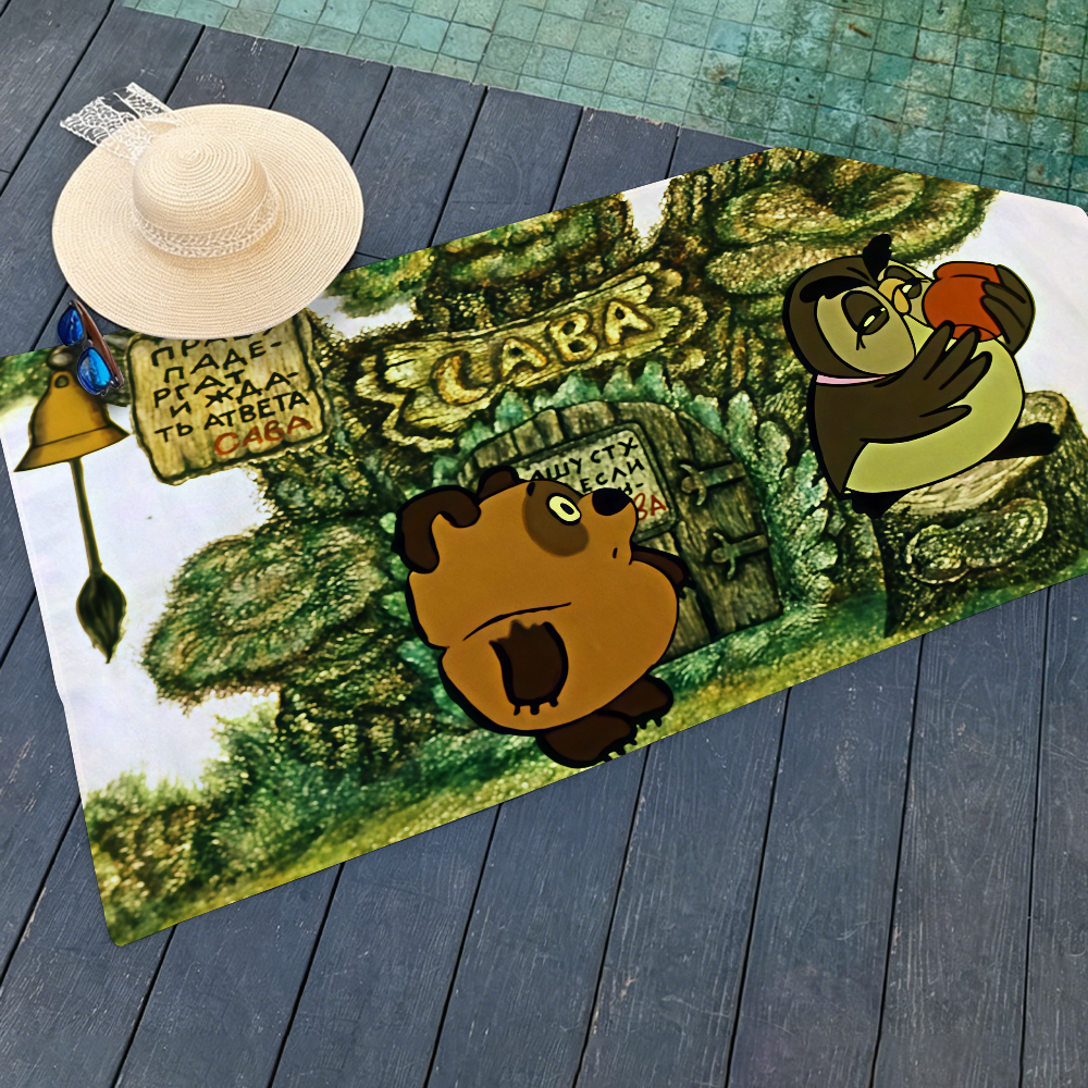 Cute Vinni-Pukh Towel Beach To - Travel Yoga Accessories のレビューと価格