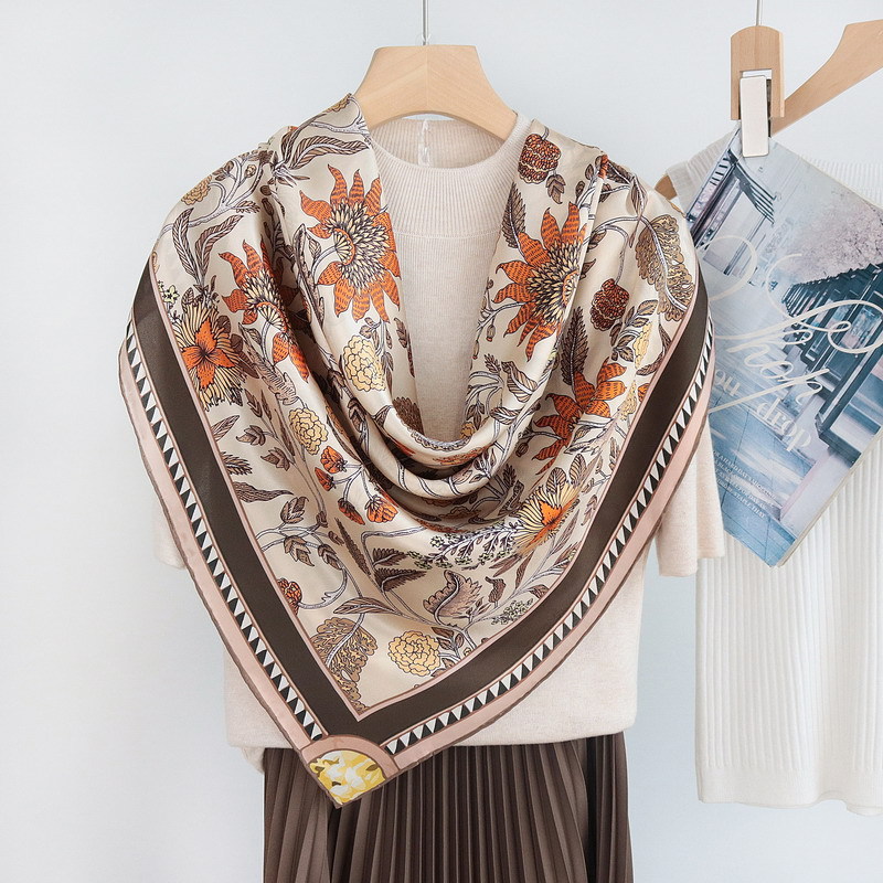 Silk Scarf 110CM Women Hand Ro - Travel Accessories Neck のレビューと価格
