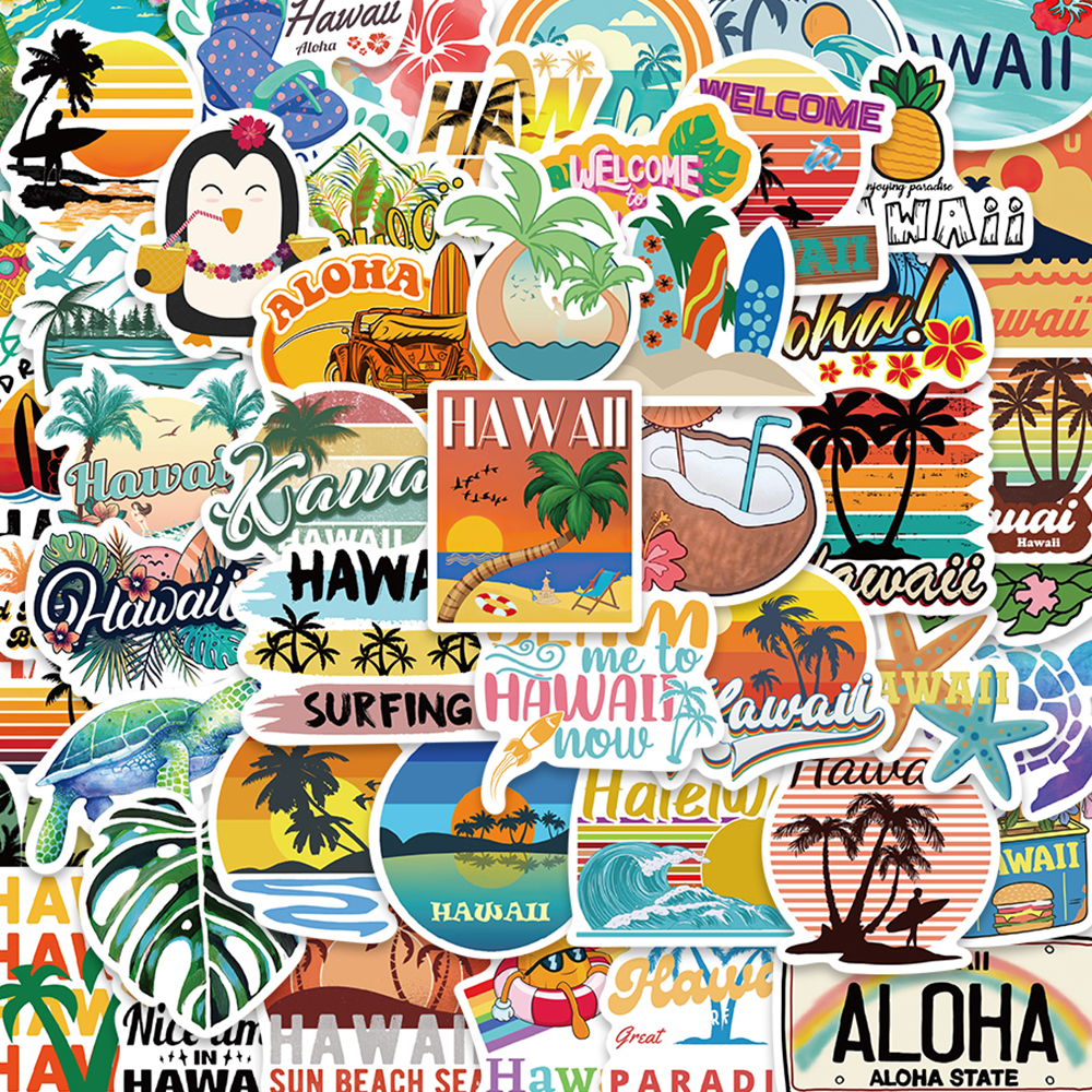 50pcs Hawaii Scenery Sticker C - Sticker Luggage Decorative のレビューと価格
