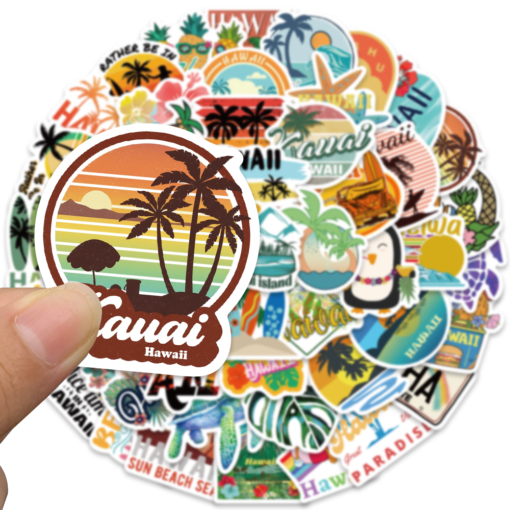 50pcs Hawaii Scenery Sticker C - Sticker Luggage Decorative のレビューと価格