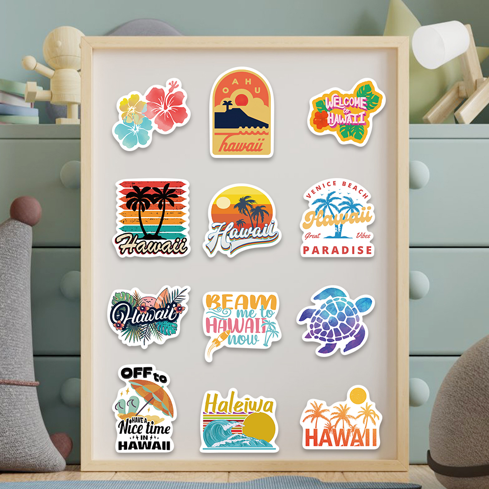50pcs Hawaii Scenery Sticker C - Sticker Luggage Decorative のレビューと価格