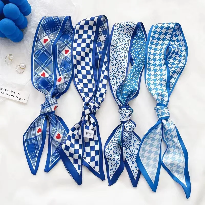 Klein blue silk scarf new chec - Travel Accessories Neck のレビューと価格