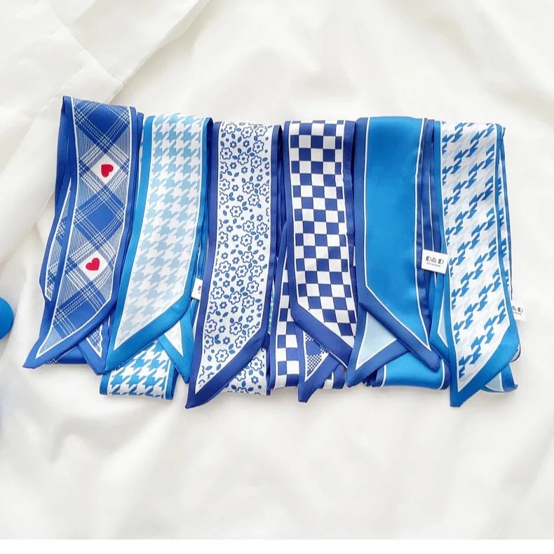 Klein blue silk scarf new chec - Travel Accessories Neck のレビューと価格